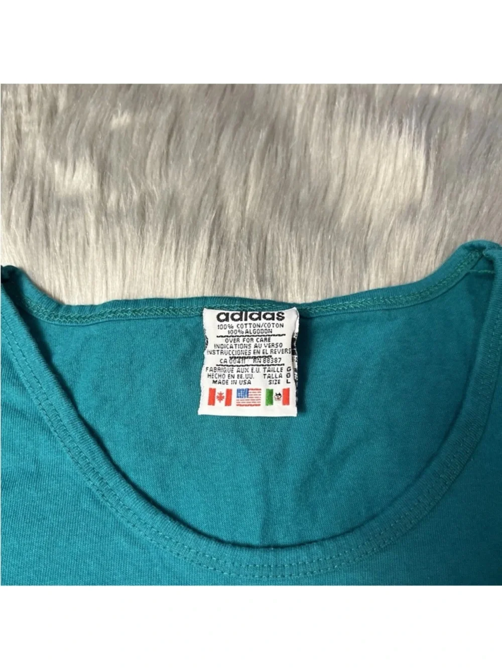 Vintage 90s Adidas Made USA Teal Turquoise Tank Top